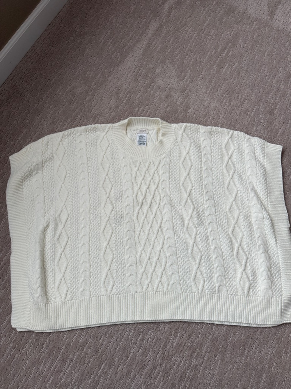 J. Crew Cream Cable-Knit Boxy Crewneck Sweater